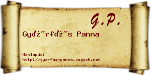 Gyárfás Panna névjegykártya
